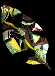 Wealth - 60x35x10cm Stained Glass, Feathers, Crystal, Metal, Smalti